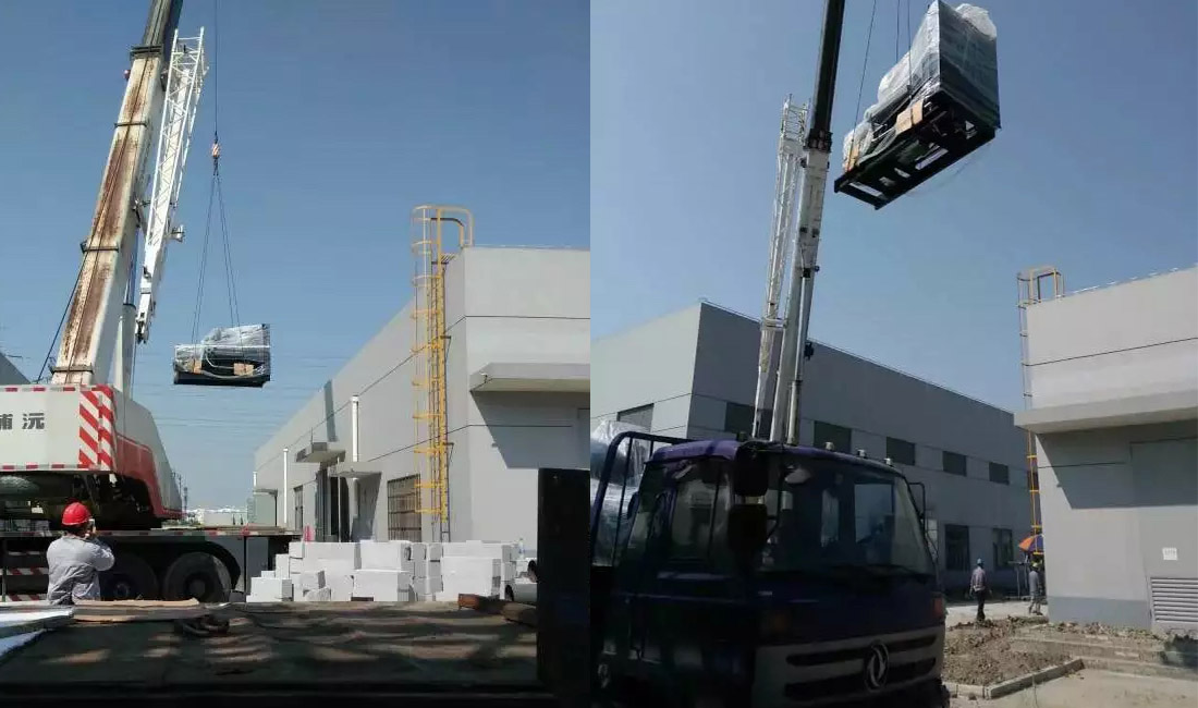 上海客戶現(xiàn)場機(jī)組卸車就位