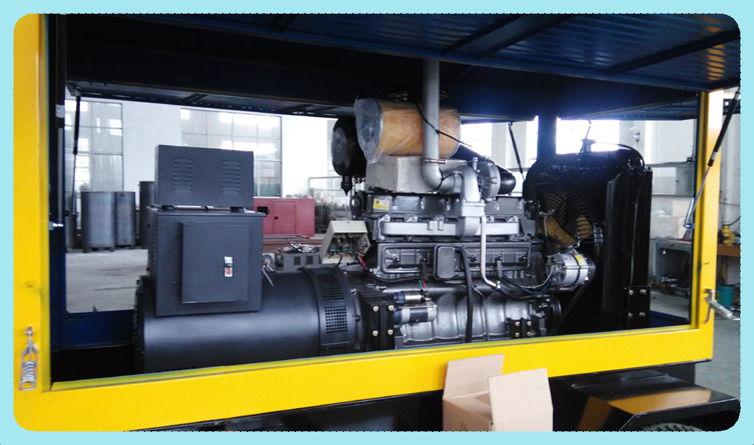 上?？蛻舫晒Σ少彏H柴70kw+移動拖車+防雨箱體準備送往目的地